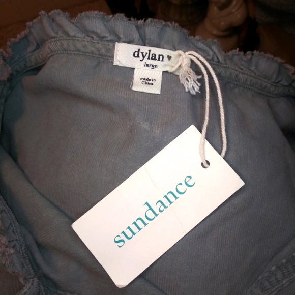 Sundance Dylan Boho Sage Green, Long Sleeved, Tiered Skirt Corduroy Mini Dress - Picture 11 of 14